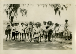 Unit I (youngest) ready to leave for camp after crabbing trip, 1948. From the Girl Scout Council of Savannah (Ga.) papers, MS 2000.