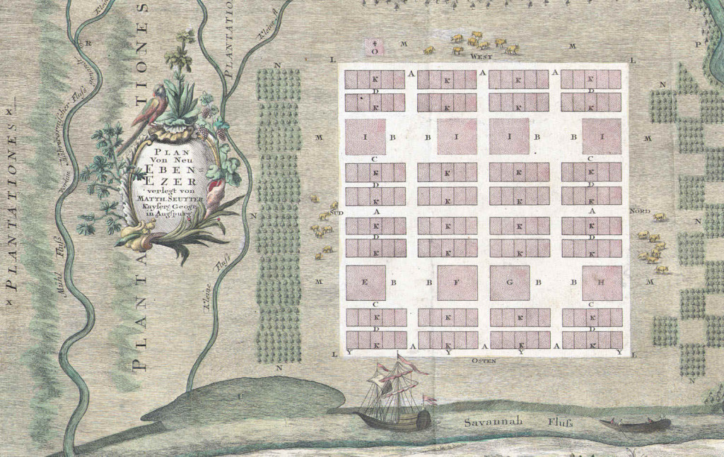Plan of Ebenezer, Georgia, drawn by Samuel Urlsperger, 1747 Georgia Historical Society Map Collection, #112 GCCL, from the Delores Boisfeuillet Collection