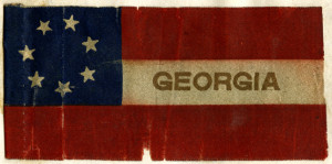 Ribbon of the Confederate flag used on the funeral wreath of Lawrence Cecil Berrien, 1902. From the Georgia Historical Society Objects Collection, A-0067-005.