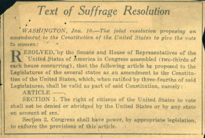 Women's Suffrage Movement Newspaper Clipping. From the Stewart Huston Collection, MS1267.