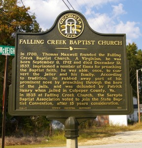 Falling Creek Baptist Church Marker