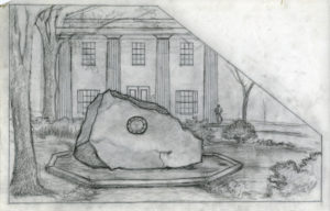 Drawing of the Tomochichi Monument. From the Augusta Oelschig drawings and Other Materials Collection, MS 1383.
