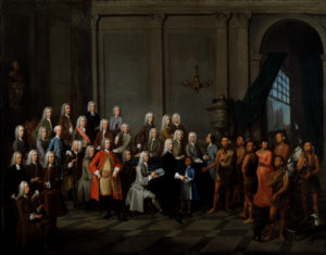 Audience Given by the Trustees of Georgia to a Delegation of Creek Indians. by William Verelst, gift of Henry Francis du Pont, 1956. Courtesy of the Winterthur Museum.