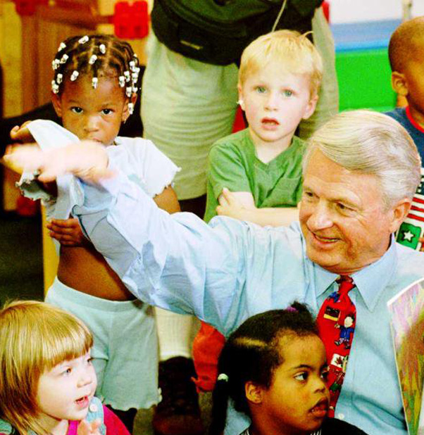 Governor Zell Miller with preschool children