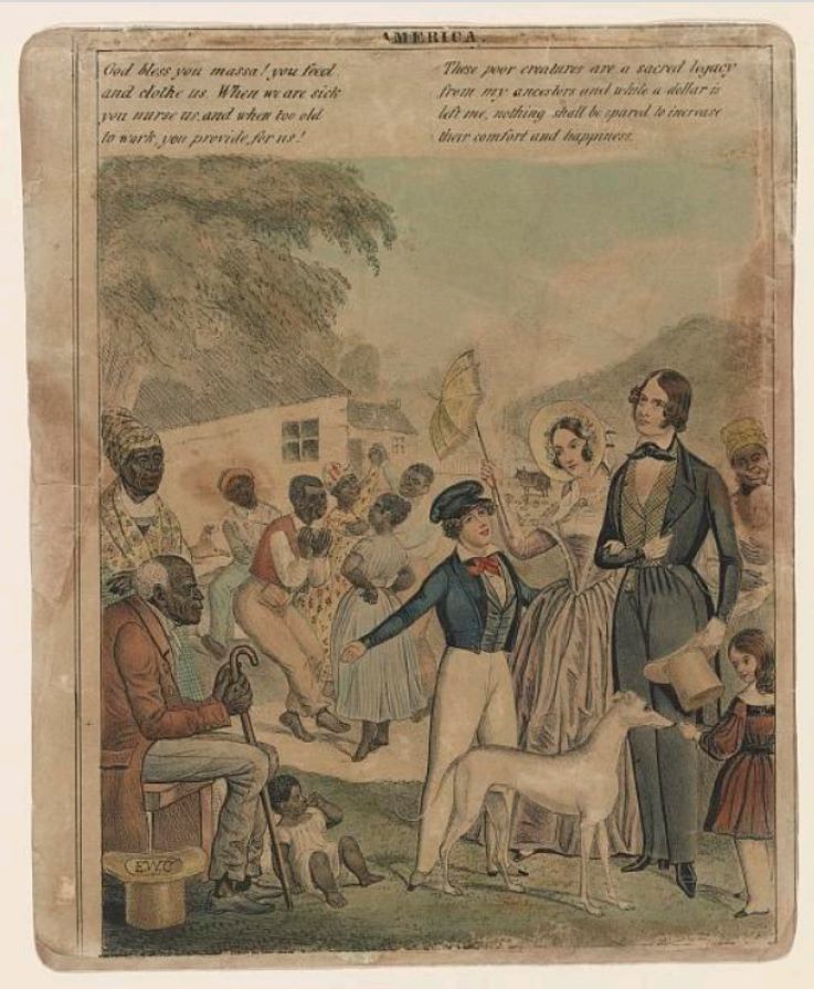 2. Clay, Edward Williams, Artist, and Arthur Donnelly. America / E.W.C. Southern States, ca. 1841. [New York: Publ. by A. Donnelly, no. 19 1/2 Courtland St., N.Y] Photograph. https://www.loc.gov/item/2003690759/.